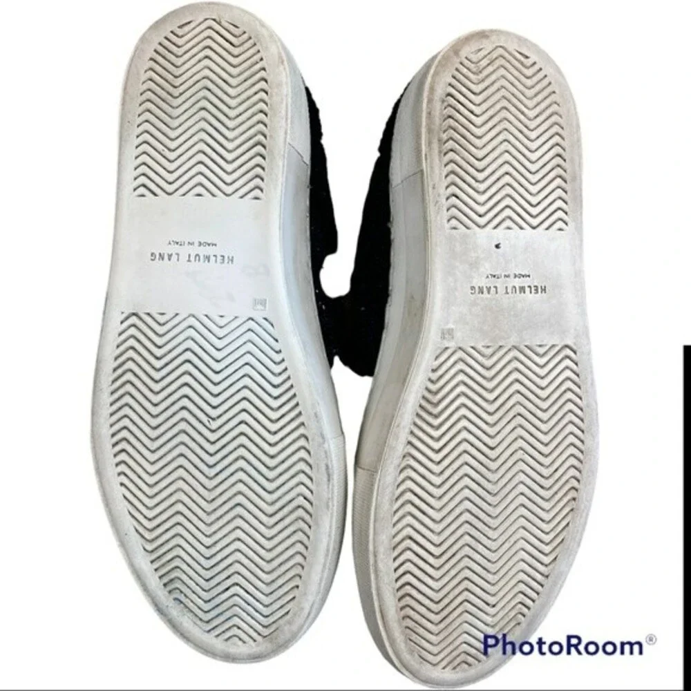 Helmut Lang Black Shearling Stitched High-Top Sneakers Size It 38.5 US 8.5 - Picture 8 of 8